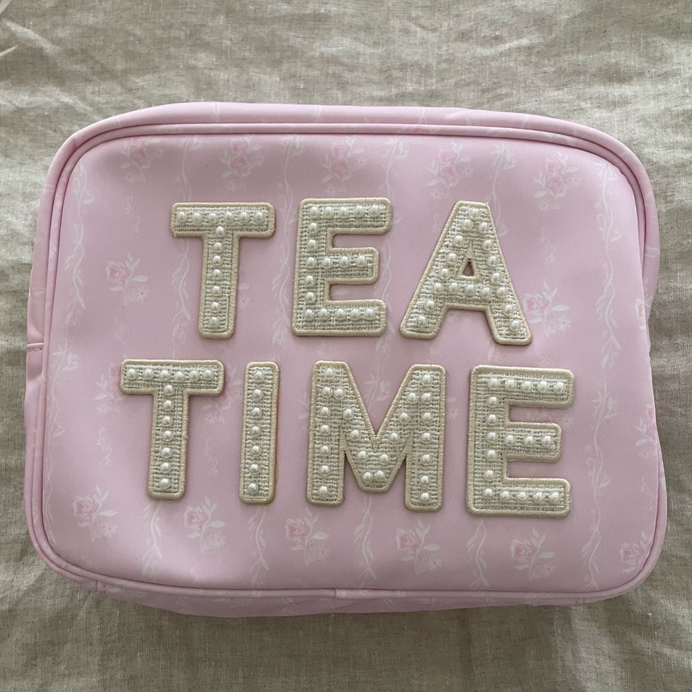 SCL 🍰 large pouch from High Tea collection with “tea time” patches glued on